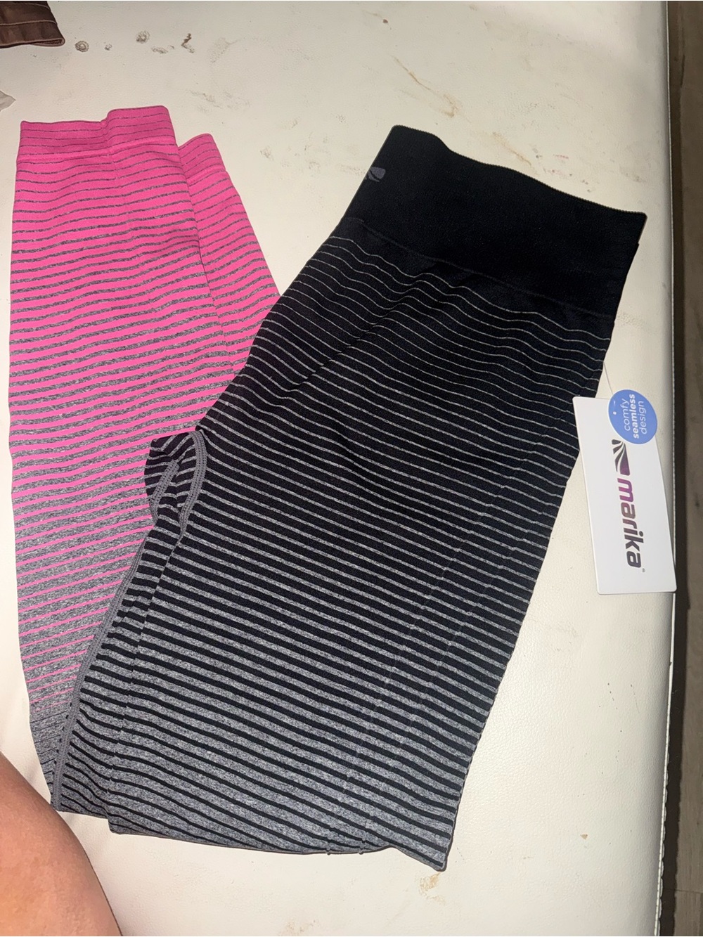 Marika women’s' Striped Active Leggings - Black & Pink